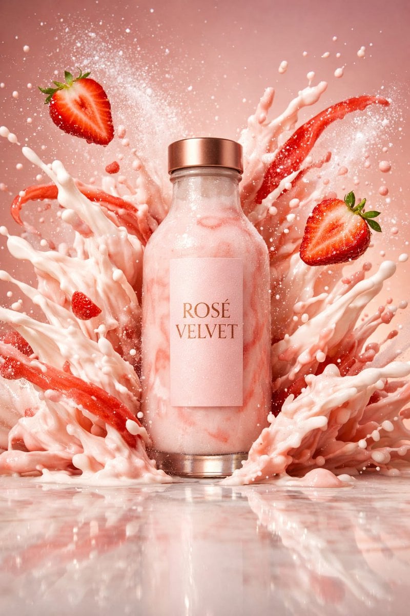 ROSÉ VELVET 우유 쉐이크 포스터 디자인 AI image prompt example