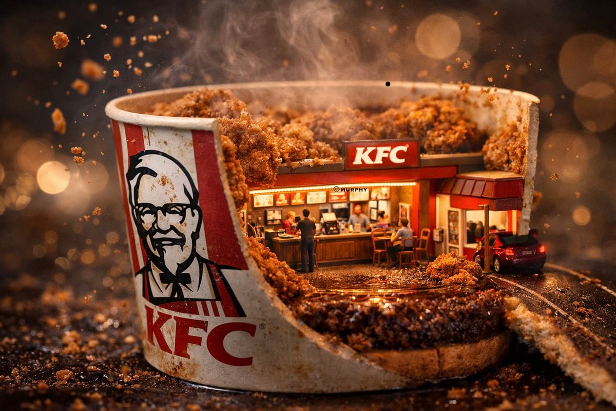 巨大コーラ缶の中のミニレストラン3Dミニチュア世界 AI image prompt example 2
