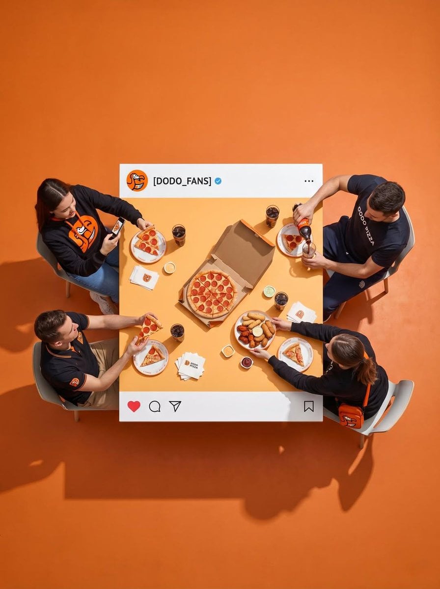 4人集合の食卓美写真：AI生成超広角INS風 AI image prompt example 2