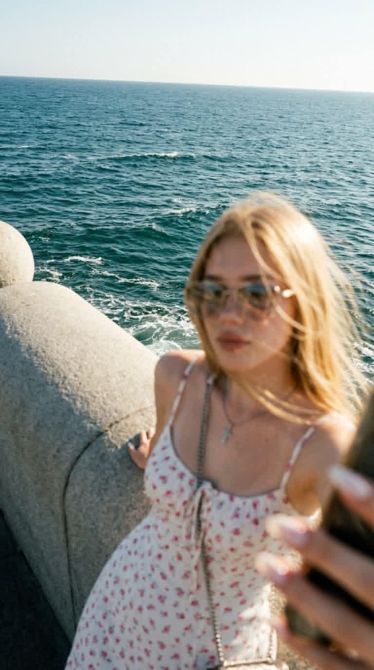 High-Angle Sea Selfie Portrait AI Image Prompt AI image prompt example 2