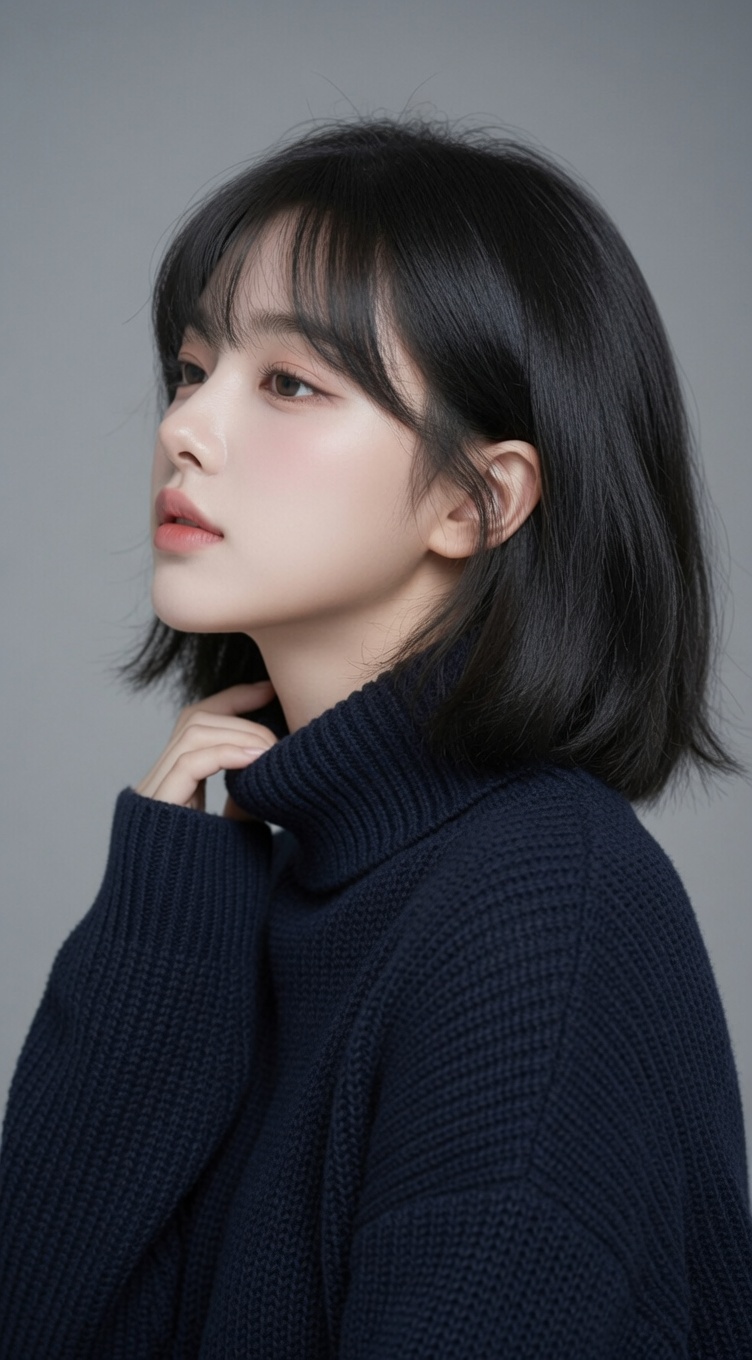 东亚年轻女子工作室肖像 AI image prompt example 3