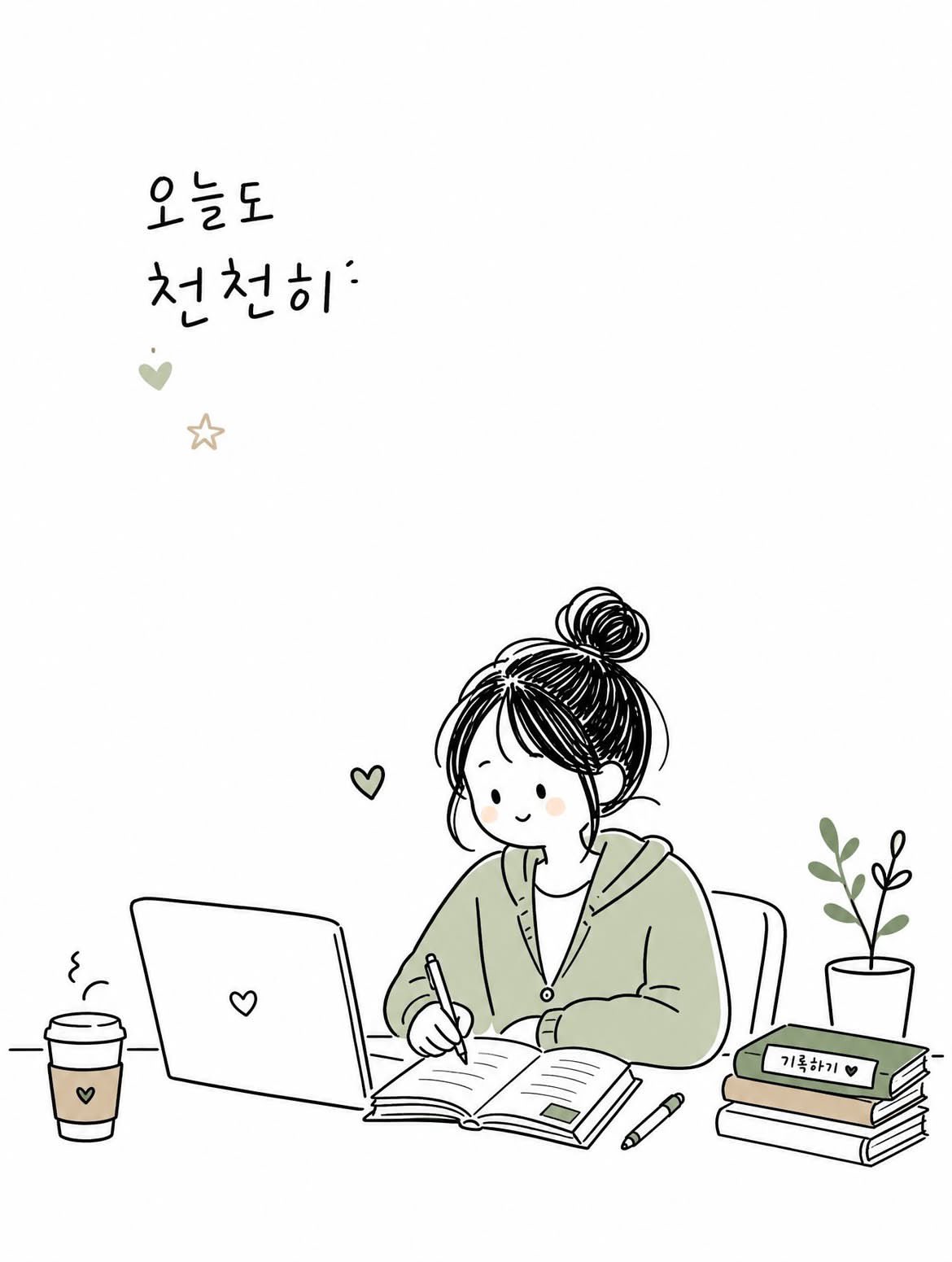 Simple Cute Korean Doodled Editorial Illustration Based AI Prompt AI image prompt example 2
