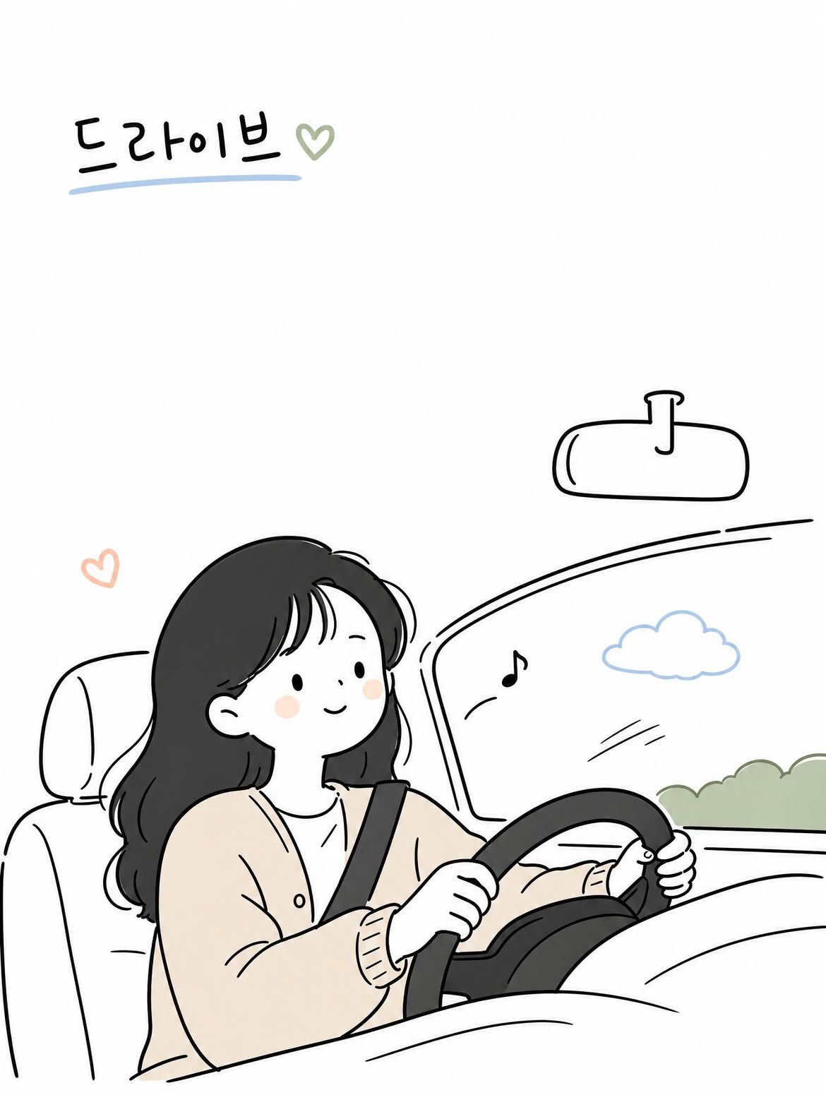 Simple Cute Korean Doodled Editorial Illustration Based AI Prompt AI image prompt example 3