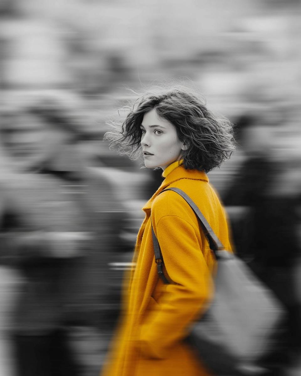 Cinematic Street Portrait Beautiful Young Woman Wearing AI Prompt AI image prompt example 2