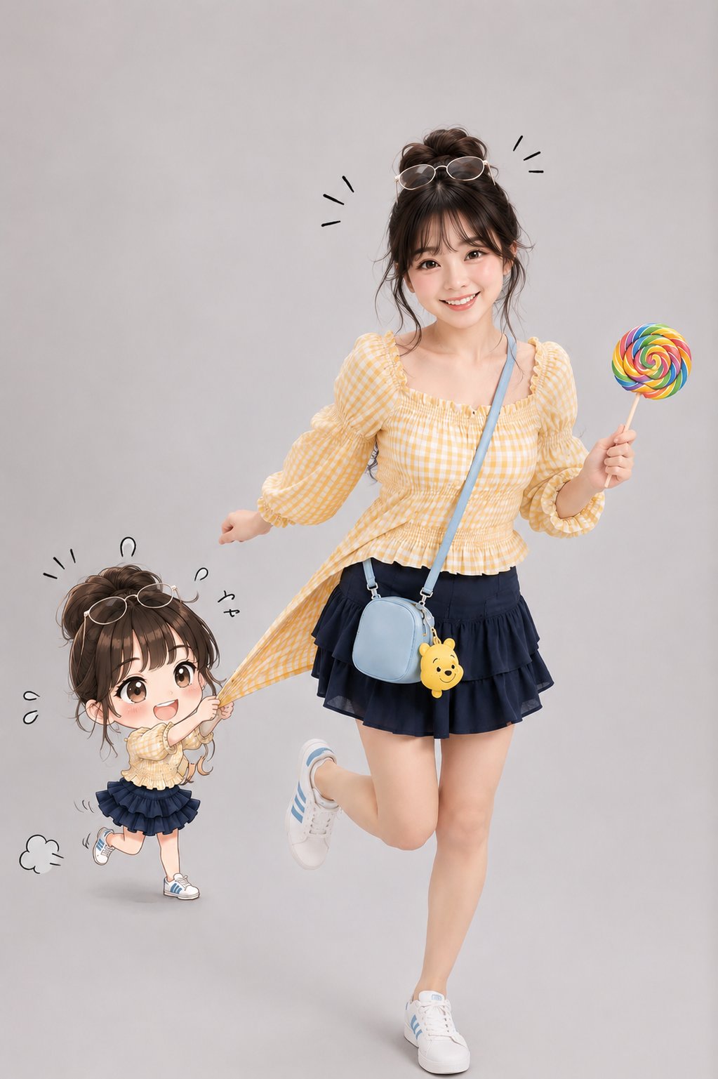 창의적 GPT AI 이미지 프롬프트: 밝고 행복한 젊은 일본 여성 전문 스튜디오 풀바디 포트레이트 AI image prompt example 2