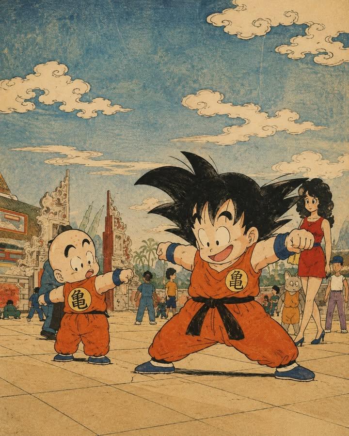Vintage Japanese Ukiyo-e Woodblock Print Reimagining Classic AI Prompt AI image prompt example