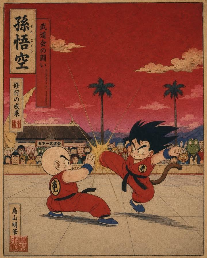 Vintage Japanese Ukiyo-e Woodblock Print Reimagining Classic AI Prompt AI image prompt example 2