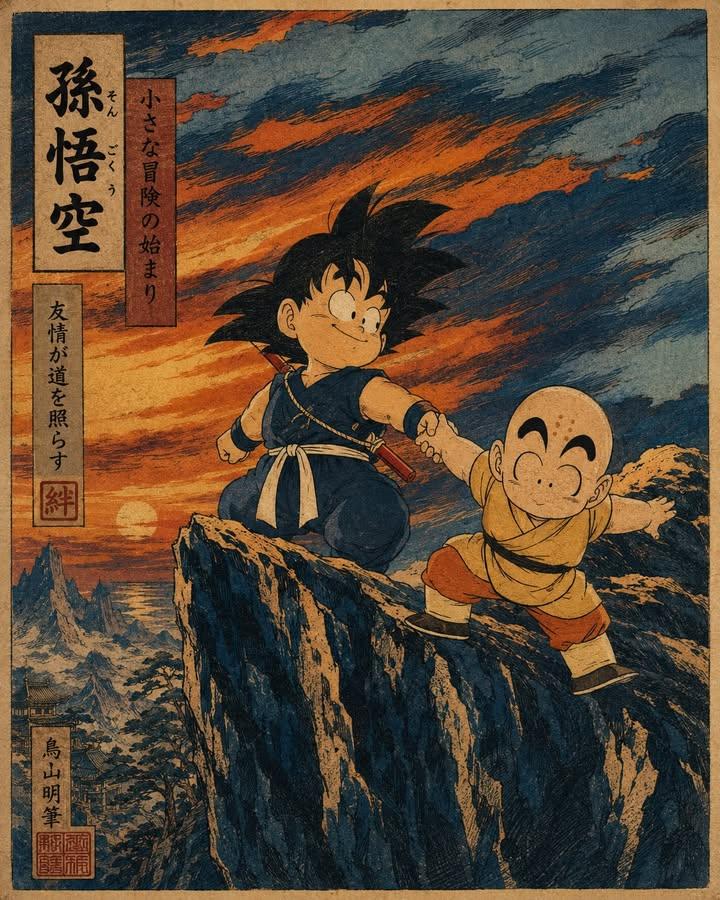 Vintage Japanese Ukiyo-e Woodblock Print Reimagining Classic AI Prompt AI image prompt example 3