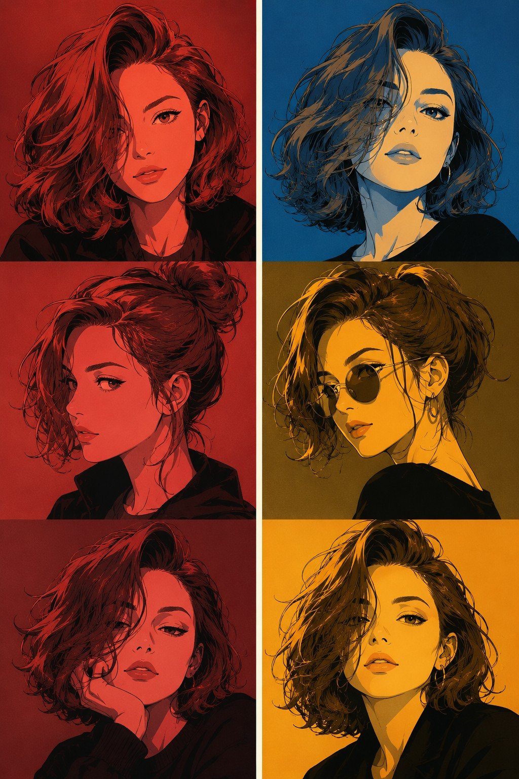 Manga Character Triptych Poster AI Image Prompt AI image prompt example