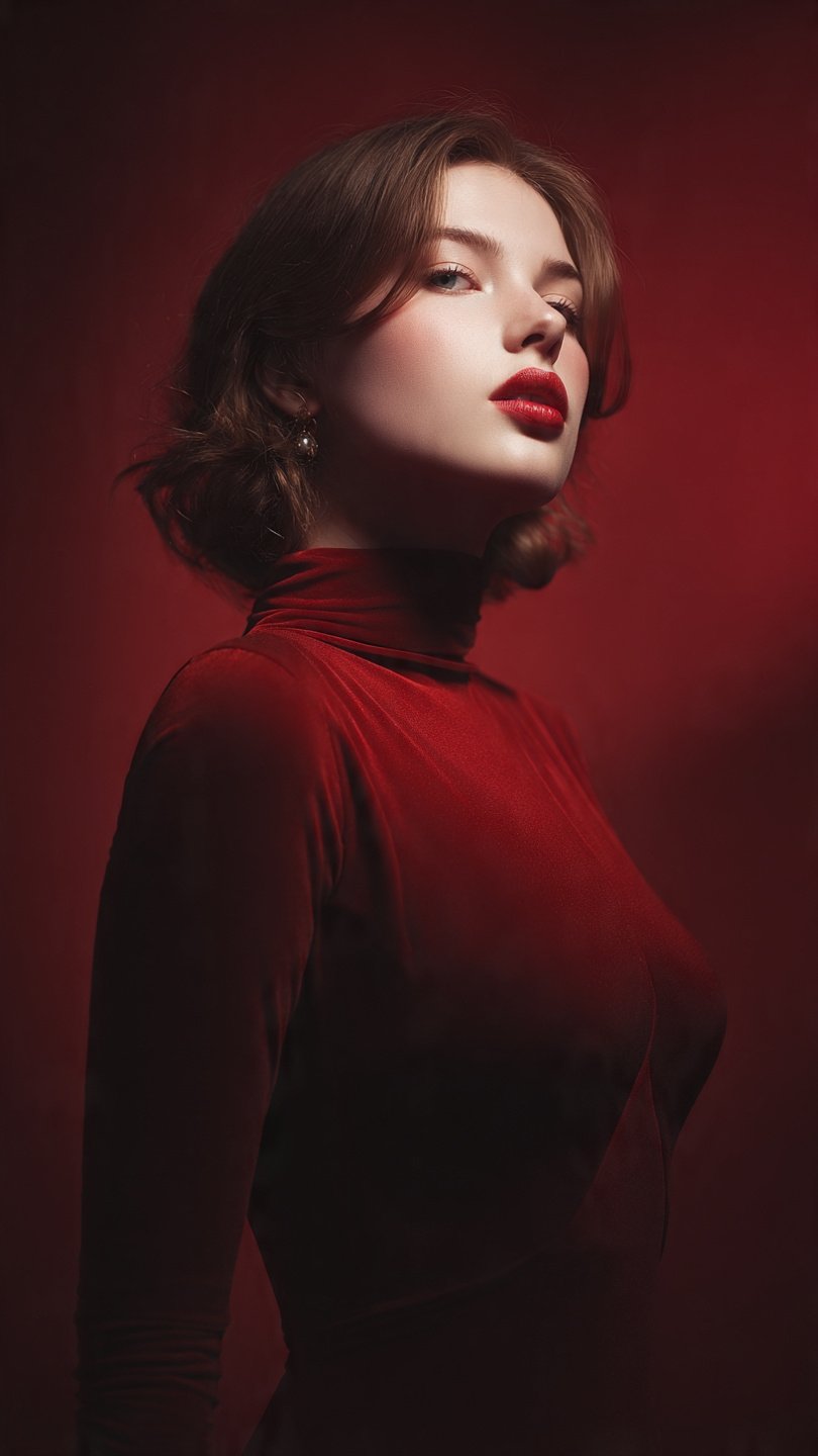 Cinematic Velvet Portrait: High-Resolution AI Image Prompt for... AI image prompt example