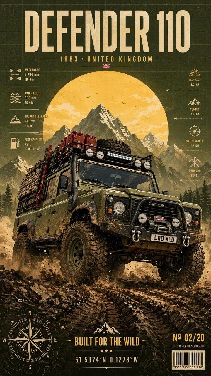 Ultra-detailed Vintage Overland Expedition Poster Featuring... AI image prompt example 3