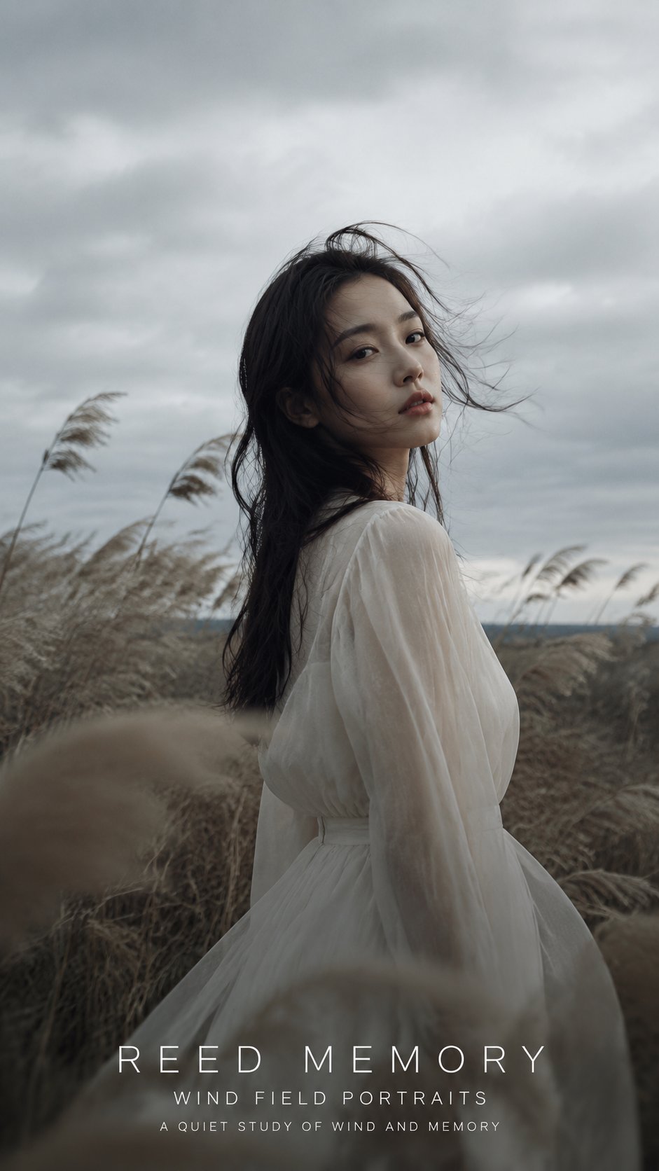 Cinematic Windy Grass Field Editorial Portrait Poster for AI Image... AI image prompt example 2