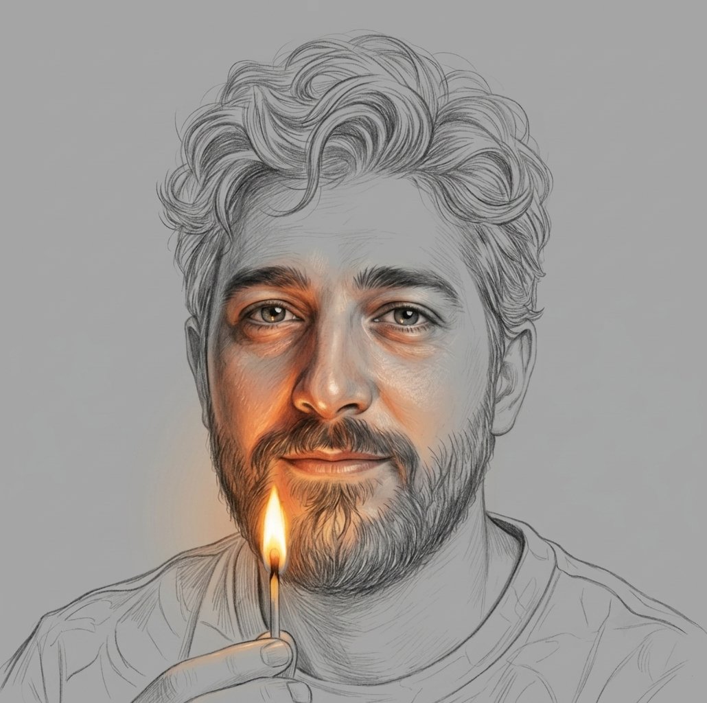 Half-Finished Pencil Sketch Portrait Prompt: Gender-Neutral... AI image prompt example 2