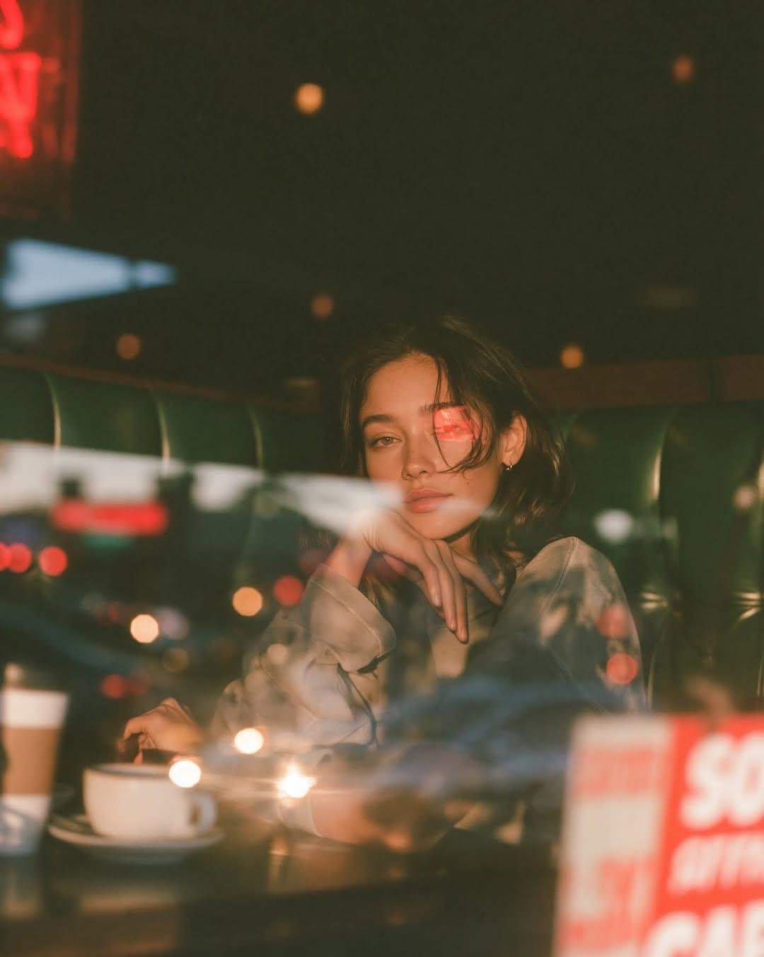 Ultra-cinematic Lifestyle Portrait Photographed Through CAF Window... AI image prompt example 2