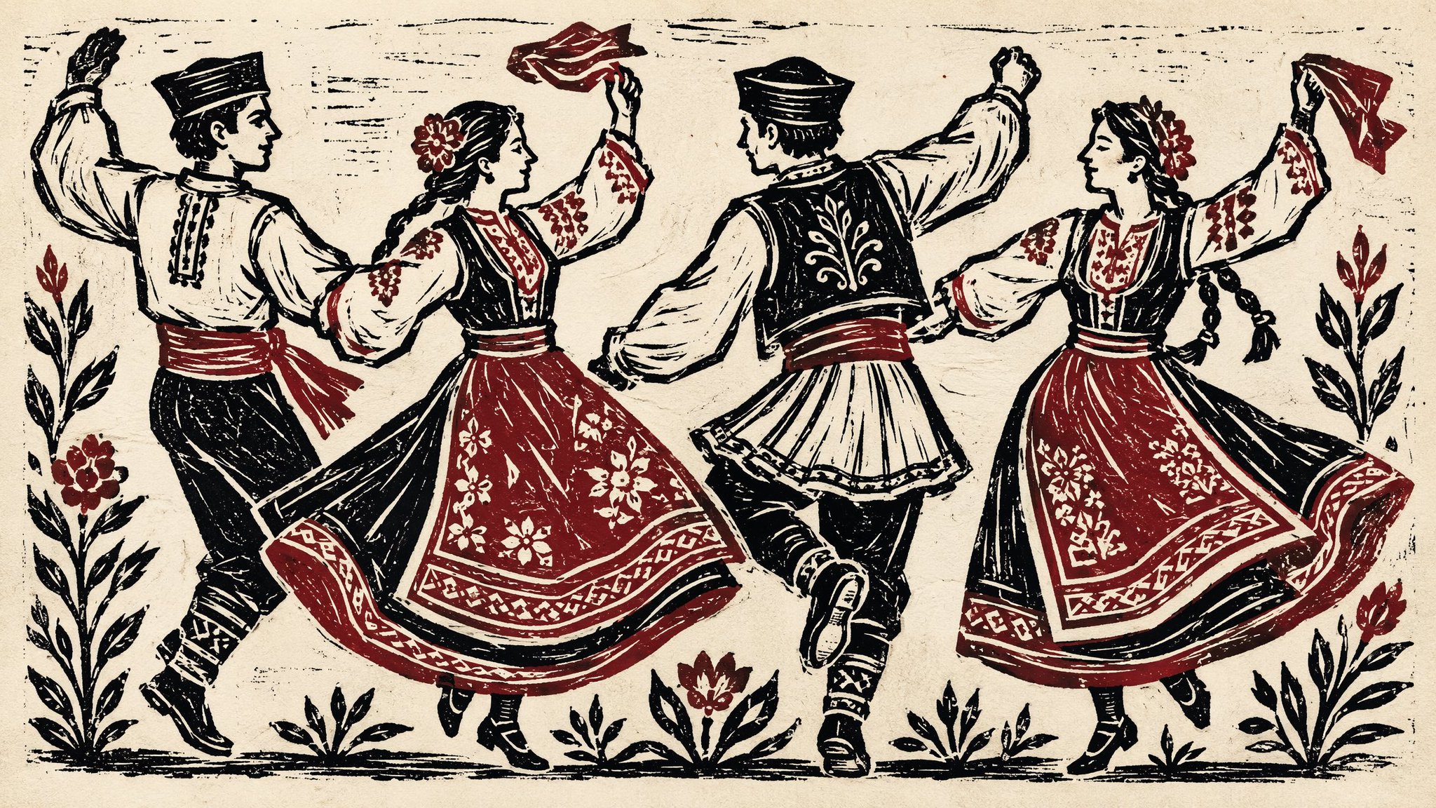 Linocut Print Illustration AI Prompt with Folk-Art Style AI image prompt example 2