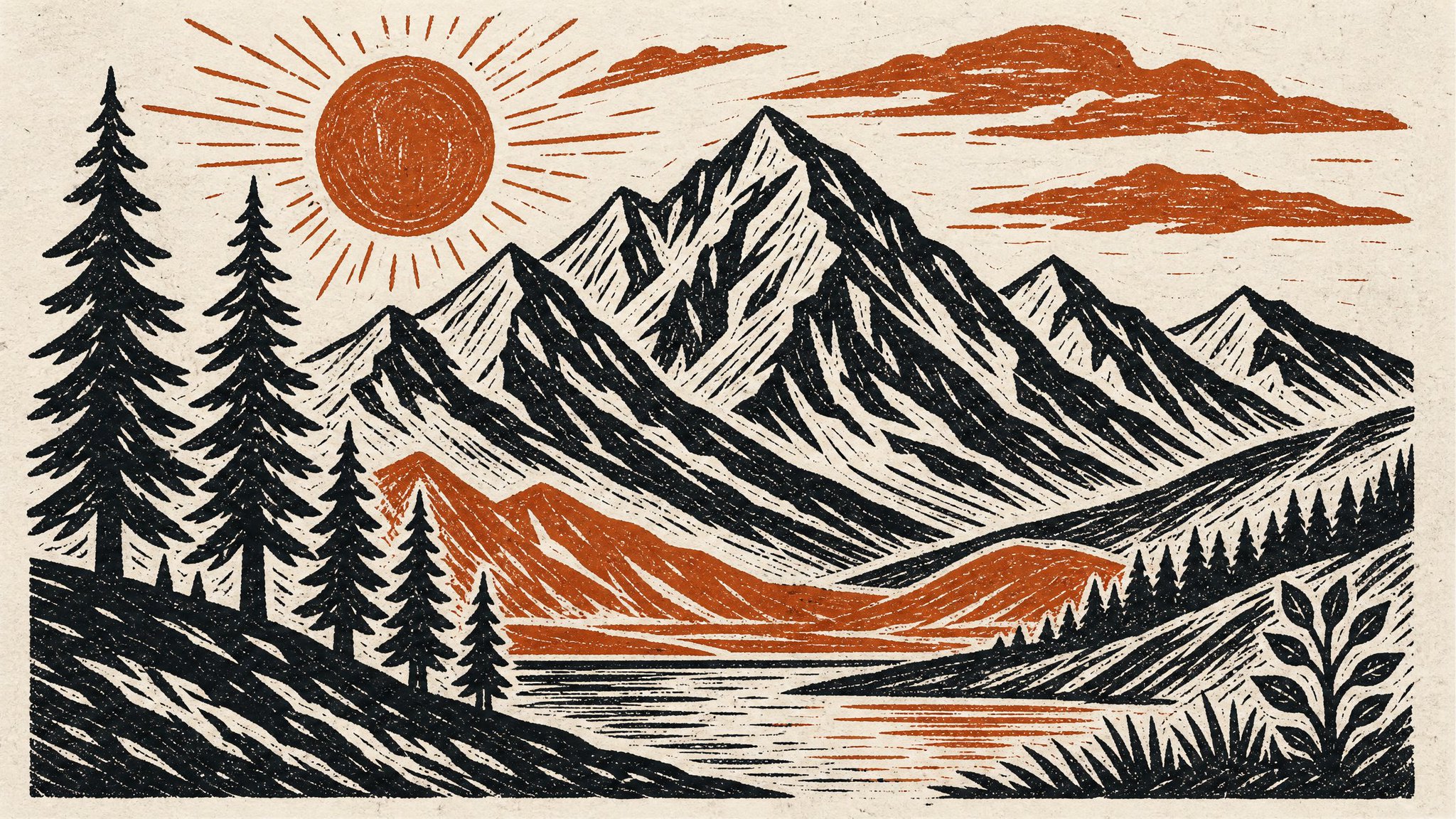 Linocut Print Illustration AI Prompt with Folk-Art Style AI image prompt example 4