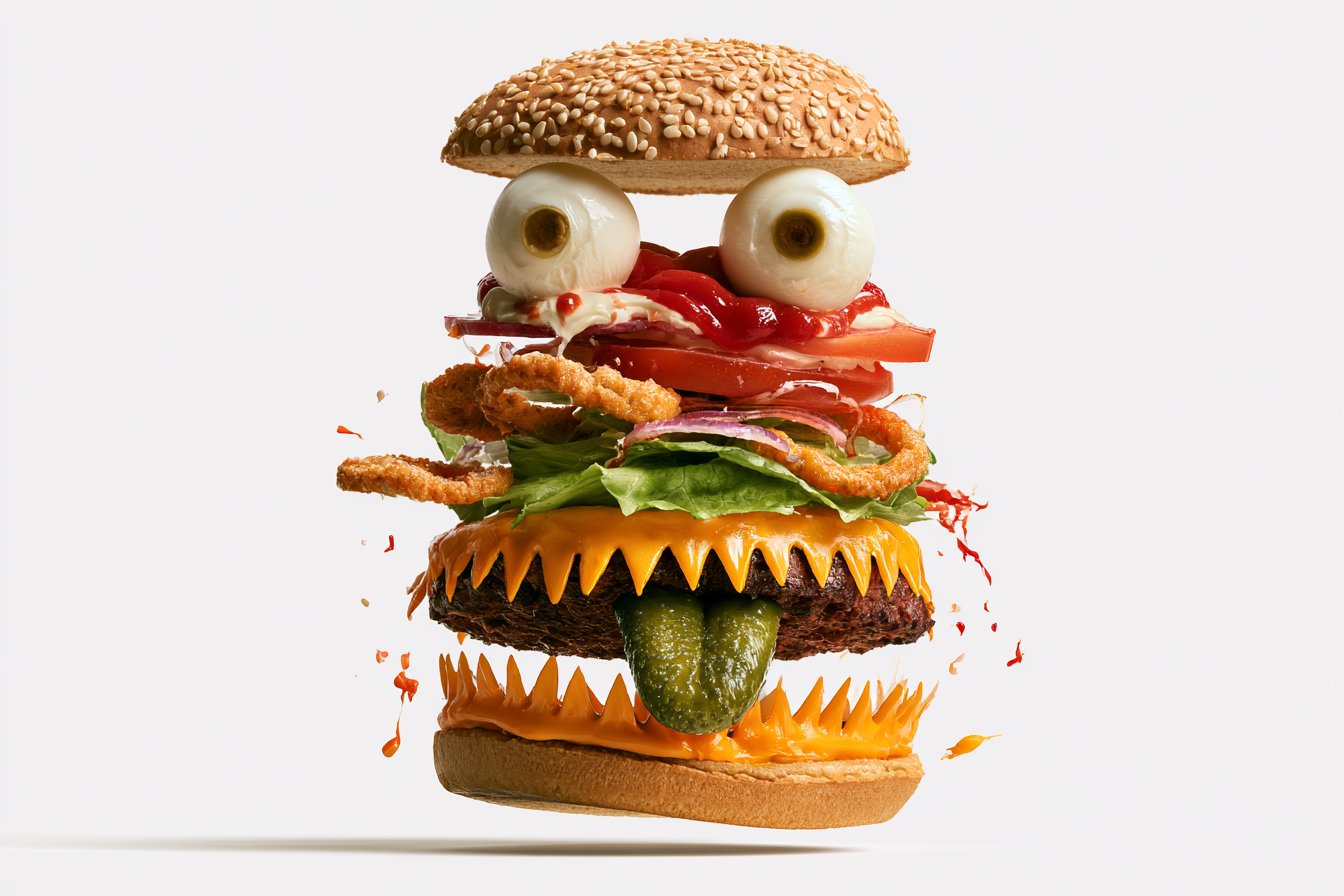 Monster-Shaped Food Exploded View AI Image Prompt AI image prompt example 2