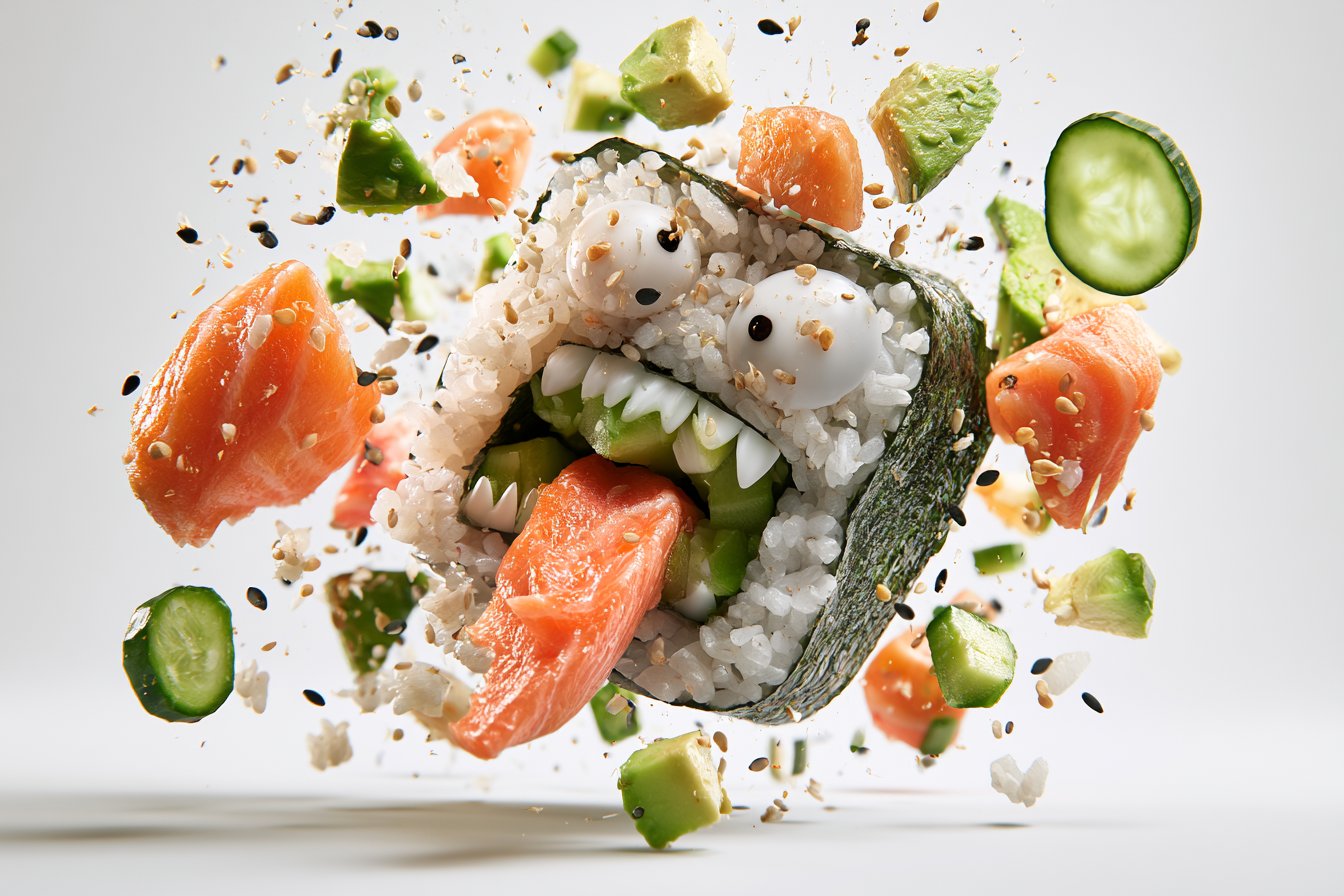 Monster-Shaped Food Exploded View AI Image Prompt AI image prompt example 3