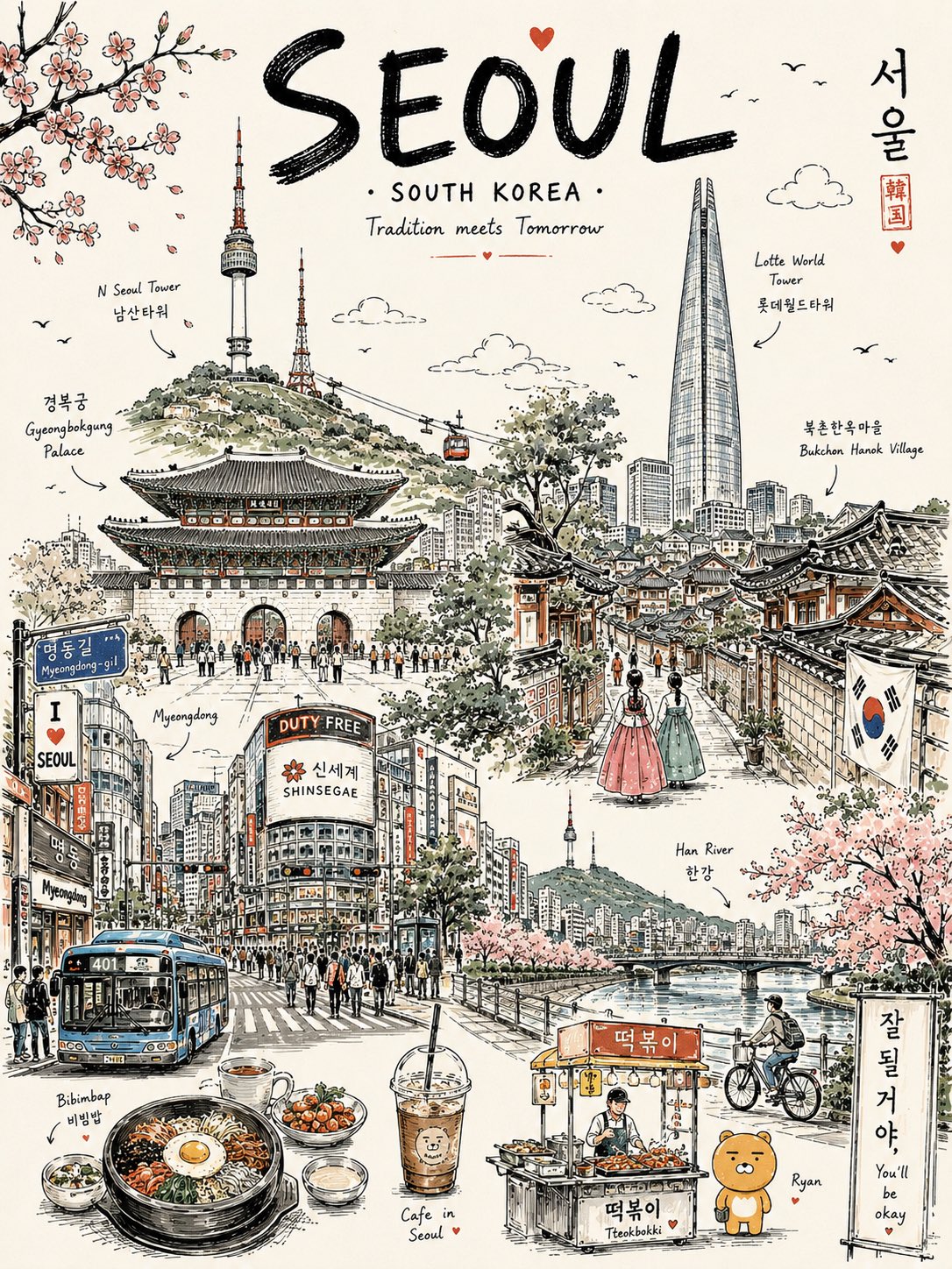Continuous Line Art Travel Poster for Any Country AI image prompt example 3