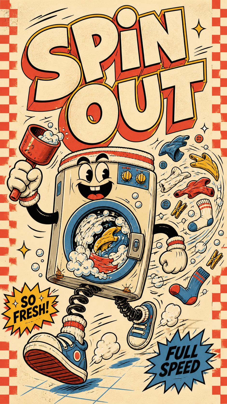Rubber-Hose Overtime Mascots With Pun Titles AI image prompt example