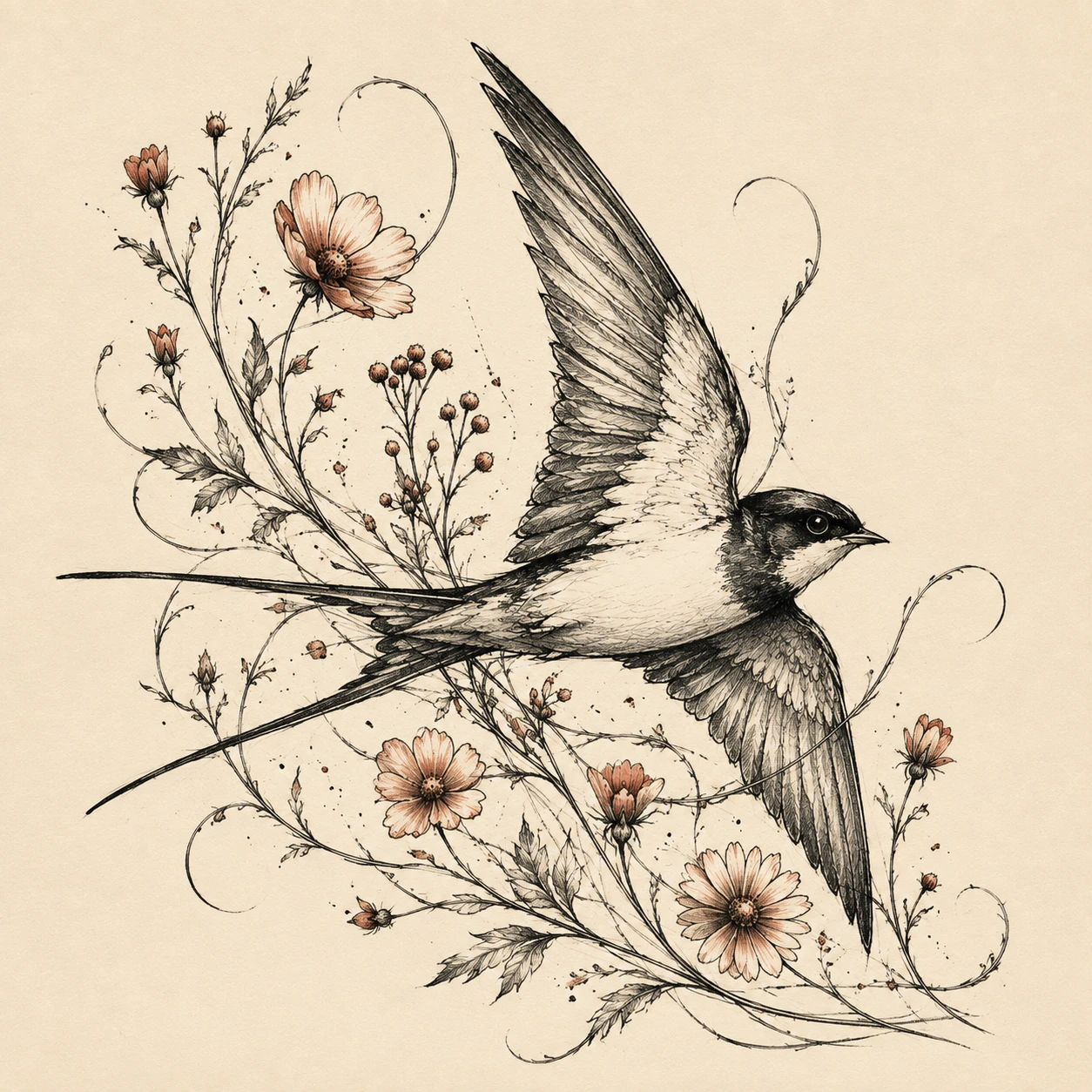 Blackwork botanical symbol After