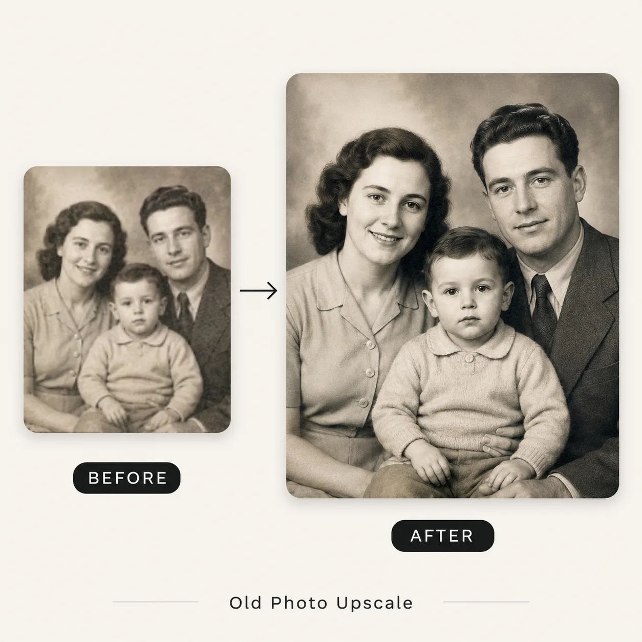 תמונה ישנה upscaler before and after example