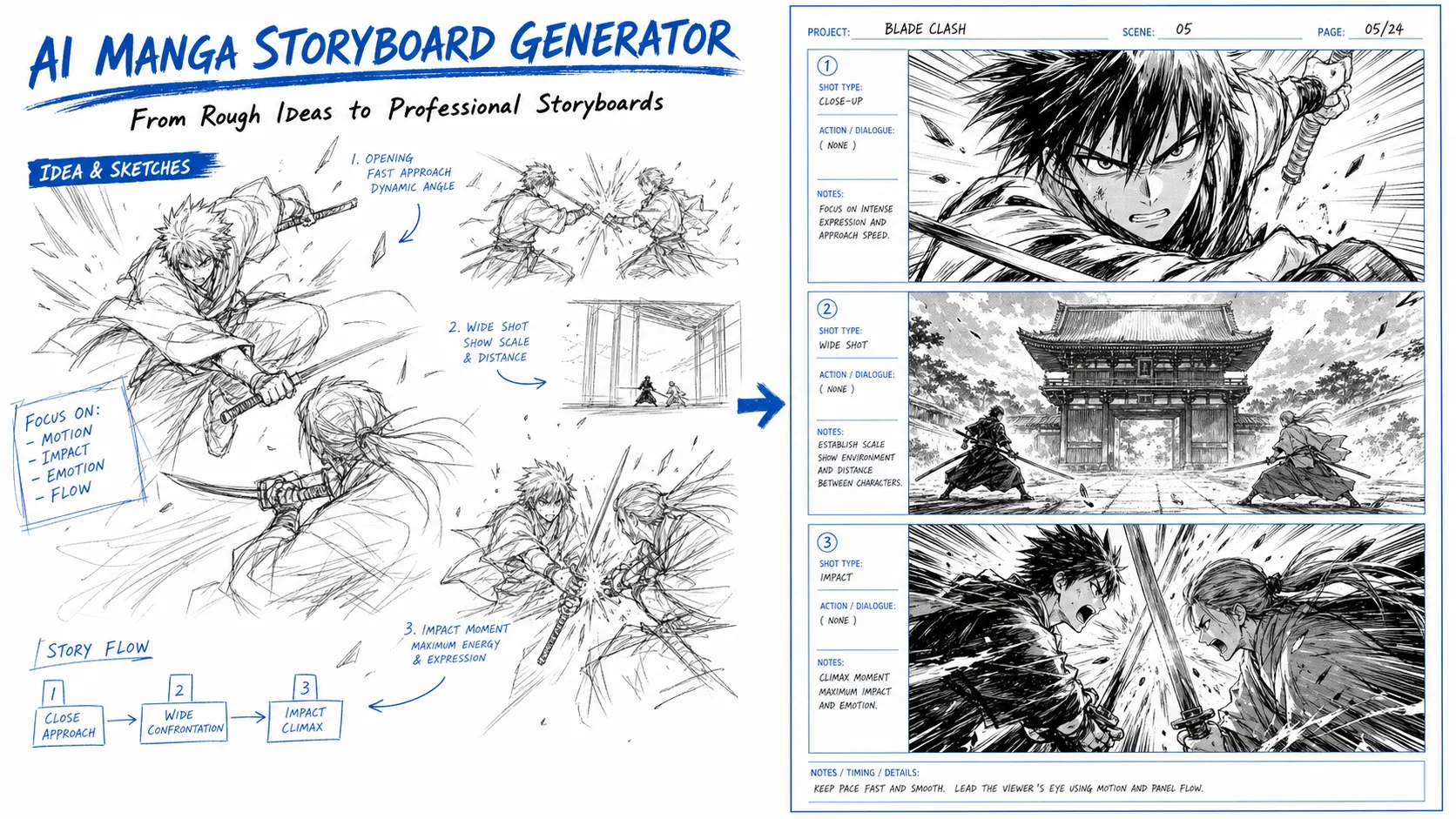 Explore close-up, reaction, and wide-shot choices quickly. example